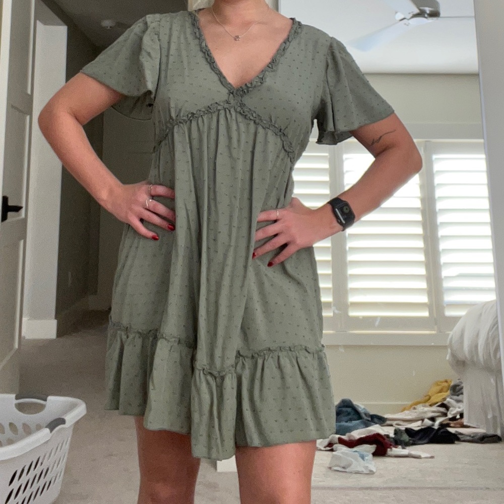 green polka dot dress